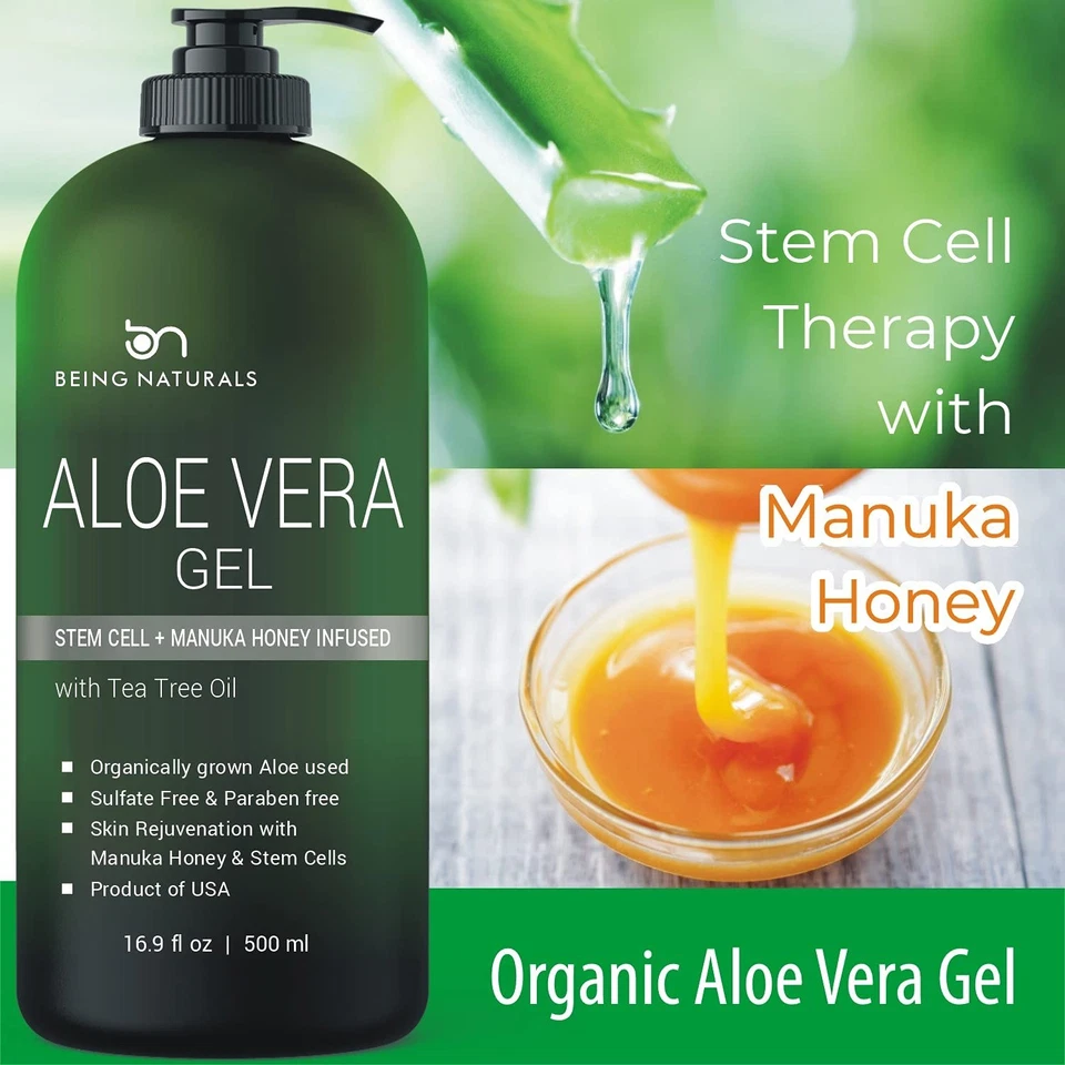 Aloe vera Gel - from 100% Pure Organic Aloe Infused with Manuka Honey, Stem Cell - Image 3 of 4