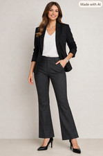 NWT Old Navy Womens High Rise Pixie Flare Dress Pants Size 14 Petite Gray Career