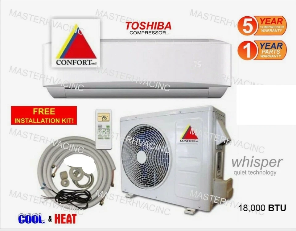 18,000 BTU Ductless Air Conditioner Heat Pump Mini Split 220V 1.5 Ton W/KIT,WiFi