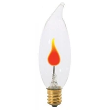Satco S3656 3W 120V Flame Tip 32mm E12  Base Flicker Bulb, Clear
