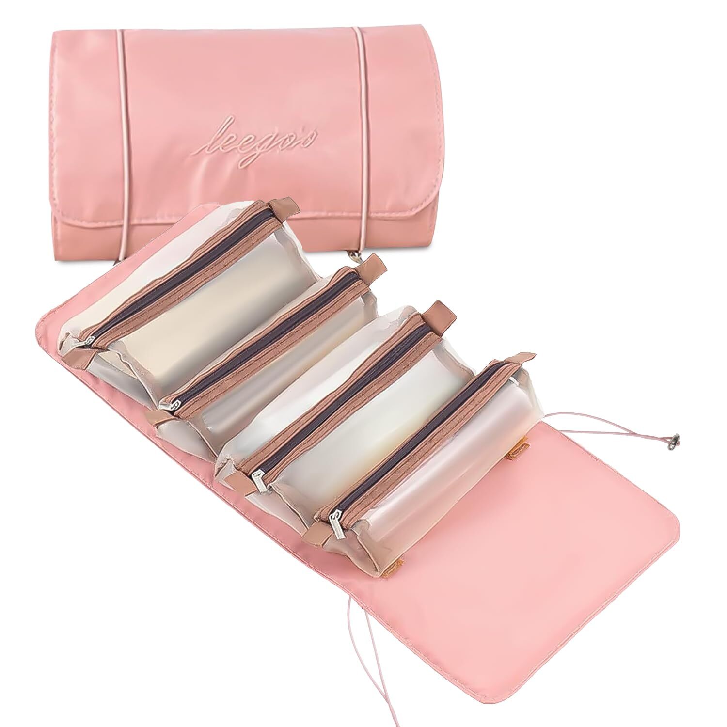 Pink Cosmetic Pouch Travel Makeup Bag Organizer