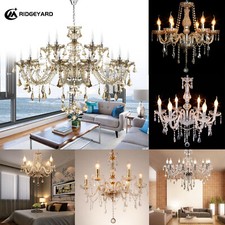 Elegant Crystal Glass Ceiling Pendant Lighting Fixture 4-15 Lights Chandelier US