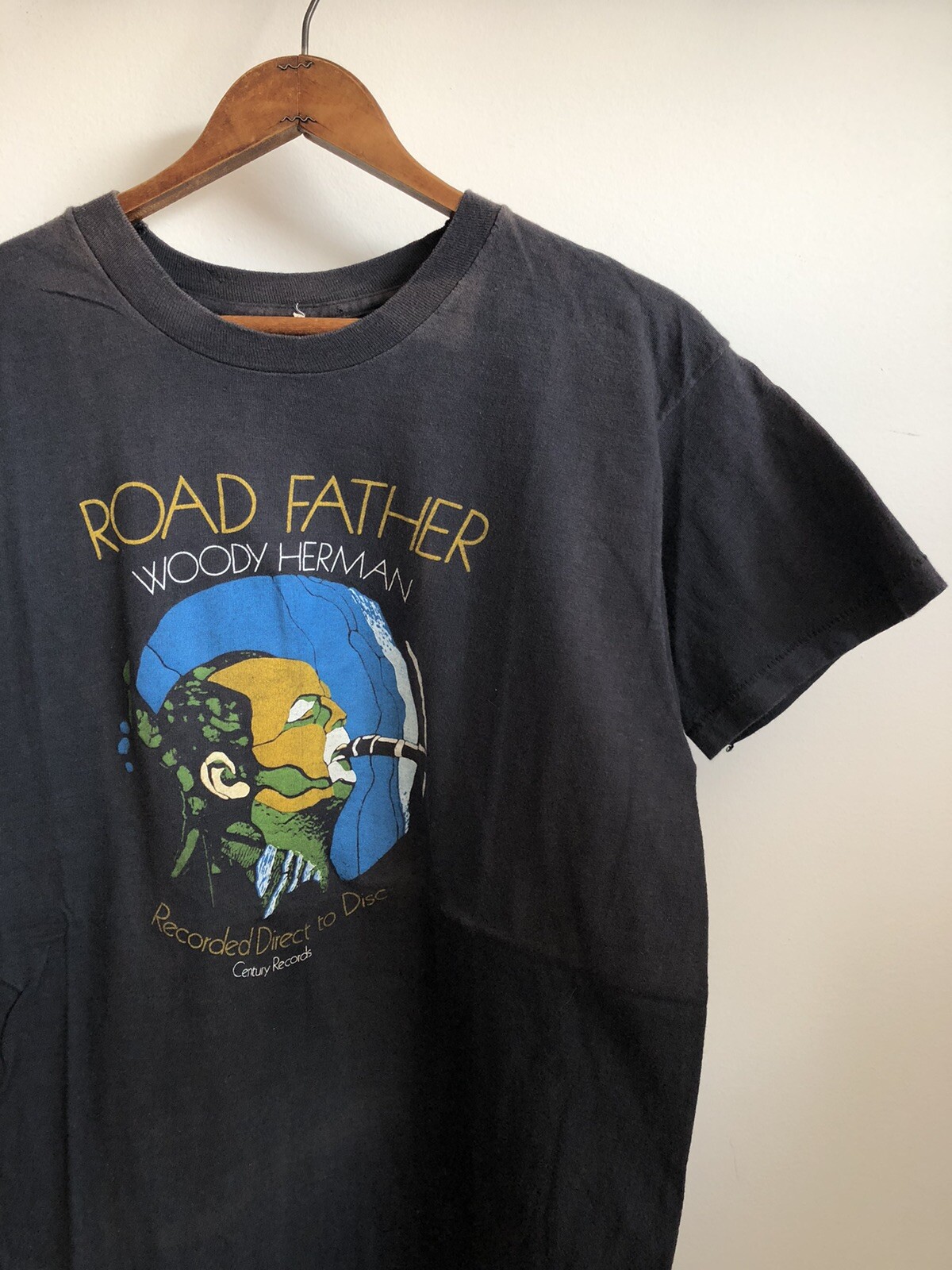 VTG 70s Woody Herman Road Father Album Cover Shirt Bl… Gem