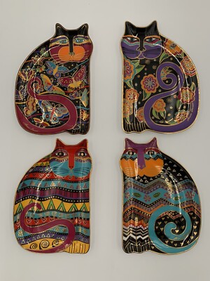 Royal Doulton Laurel Burch 1995 Set Of 4 8'' Feline Plates Vintage