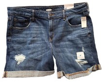 NWT Old Navy Denim Cut Off Shorts Womens 12 Blue Distressed 5" Relaxed Casual