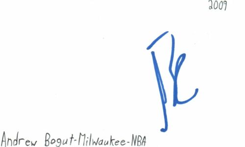 Carte d'index signée Andrew Bogut Milwaukee Bucks NBA basketball dédicacée - Photo 1 sur 1