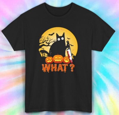 What? Cat Halloween T-Shirt | Funny Spooky Cat Tee | Trick or Treat S-5XL