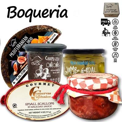CHEF OLE BOXES Boqueria Gourmet Gift Basket.5 Artisan Appetizers.Tapas Seductive Spanish food
