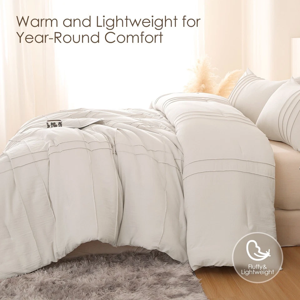 纹理感柔软打褶被子套装轻便水洗床上用品双大号特大号 — 第 4/4 张图片