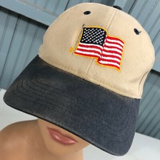 American Flag Patriotic Discolored Strapback Baseball Cap Hat