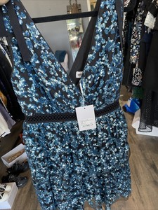 self portrait tiered sequin mini dress