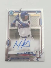 Maximo Acosta 2021 Bowman Chrome 1st Auto Rangers Autograph First