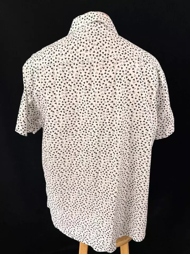88 Platinum mens shirt size XL short sleeve button up cotton black white - Image 3 of 4