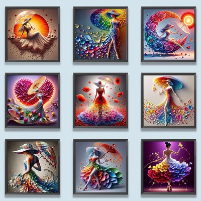 5D DIY Full Round Drill Diamond Painting Girl Kit Home Decor Art Craft ...