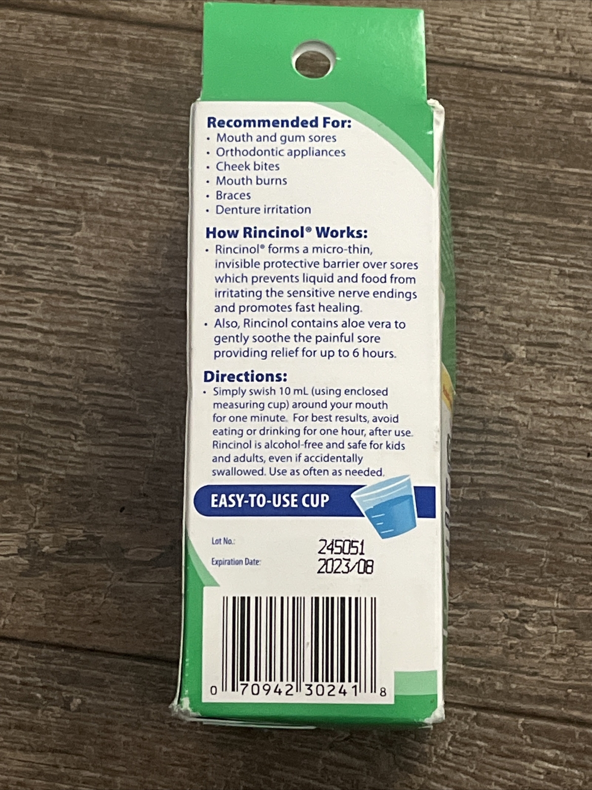 Gum Rincinol PRN Mouth Sore Rinse 4 Fl Oz Alcohol Free Exp. 08/2023