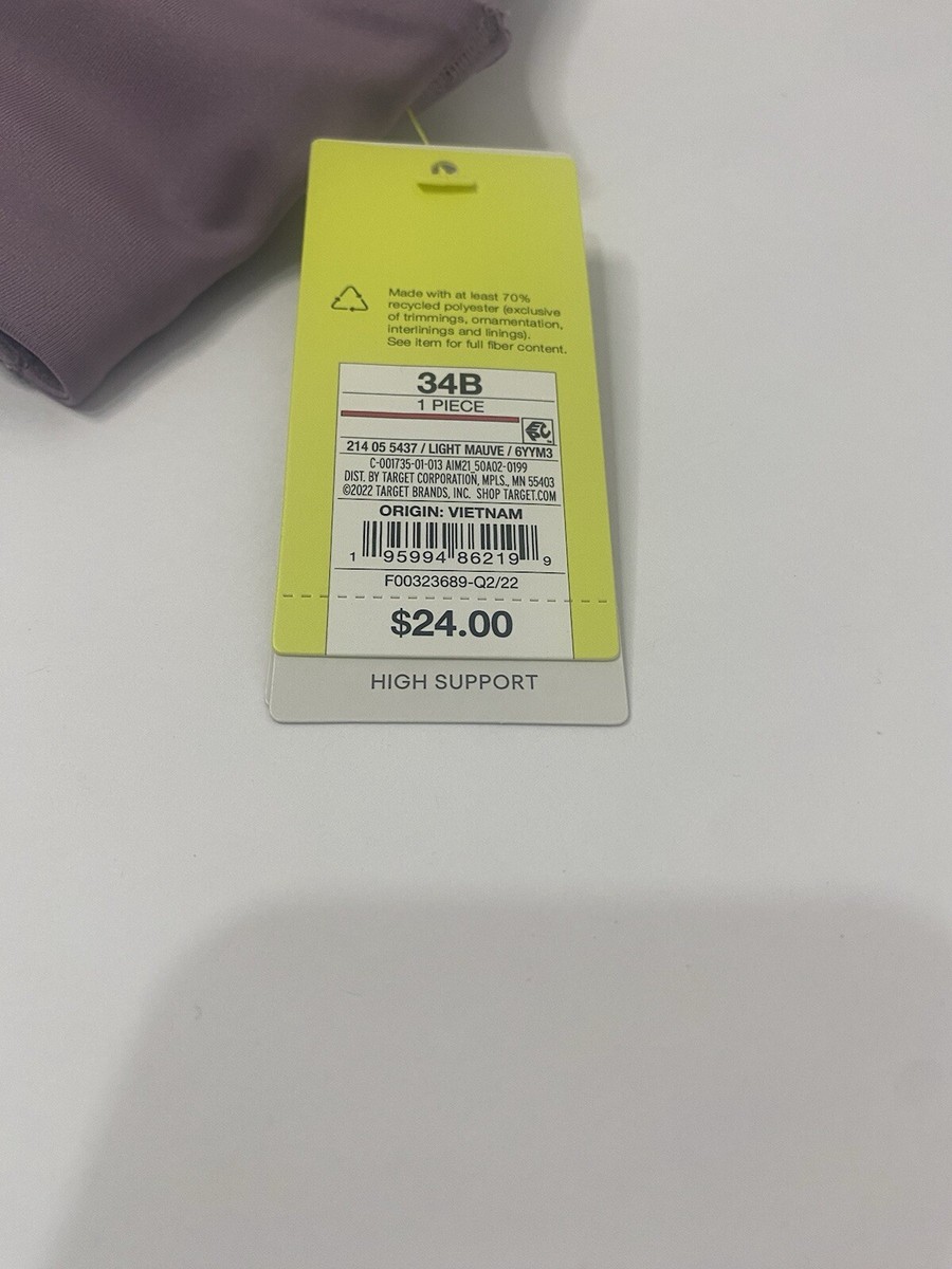 All In Motion Sports Bra 34B Light Mauve Wireless Lightly Lined All In Motion Sports Bra 34B Light Mauve Wireless Lightly Lined