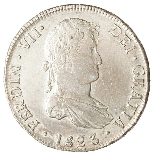 1838 PTS LM SILVER BOLIVIA 8 SOLES COIN PCGS ABOUT UNCIRCULATED