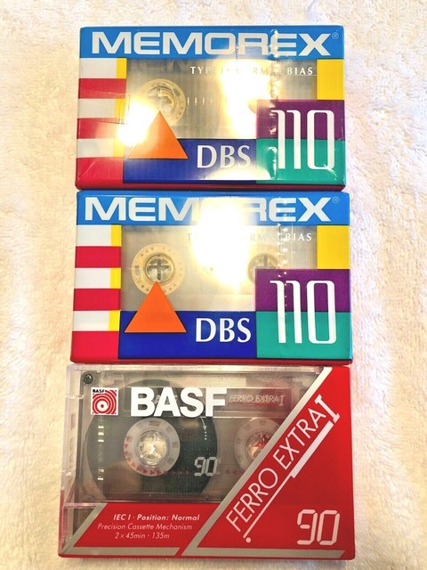 3 Blank Cassette Tapes 2 MEMOREX DBS Normal & 1 BASF IEC ...