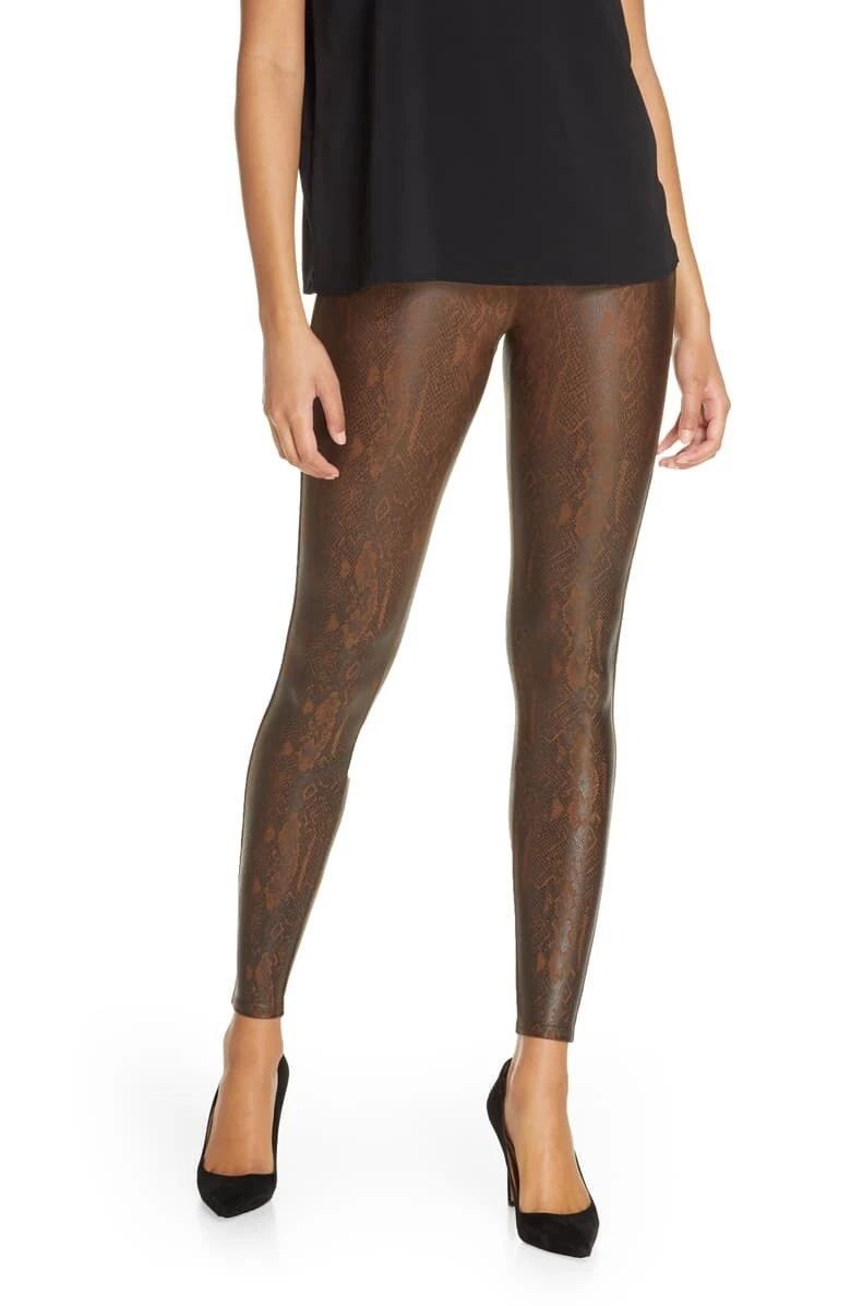 Anthropologie Spanx Snake Printed Faux Leather Full Length