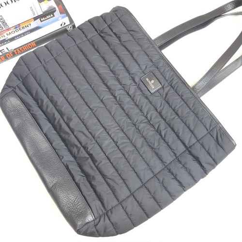 Moncler Borsa Bag Black Tote Puffer Nylon Quilted Leather Women’s Handbag Purse