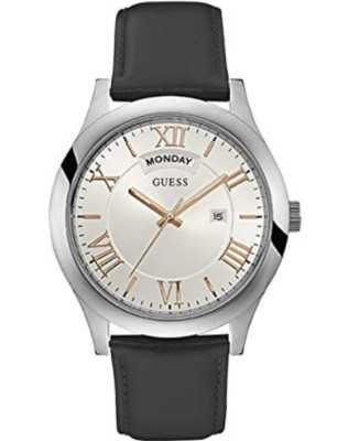 GUESS Men's Quartz Watch with Leather Strap, Black, 22 (Model: U0792G8)