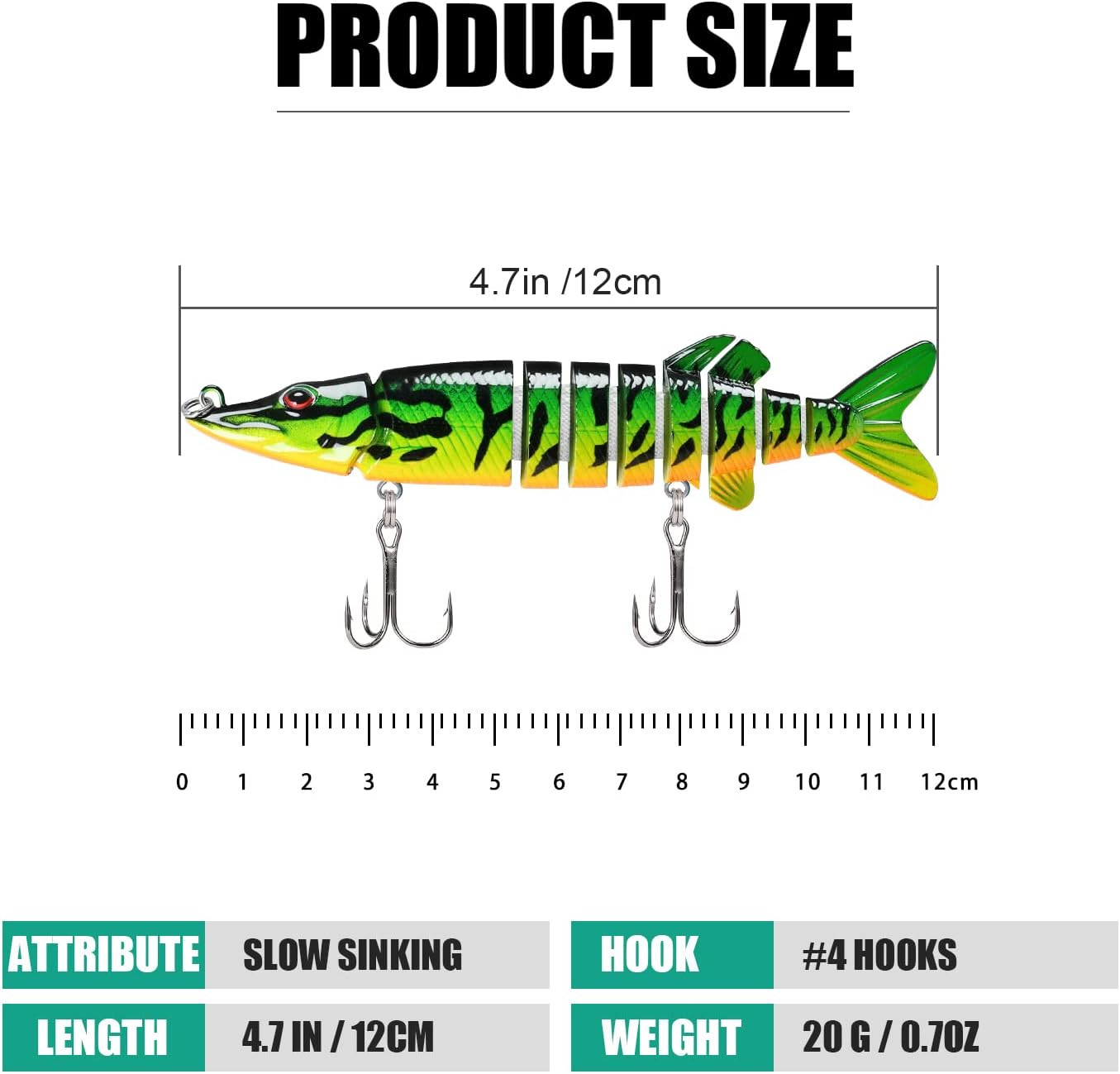 Swimbait réaliste pour bar doté d'une nage multi-sections 3D - 2