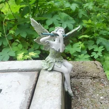 7.8” Outdoor Garden Fairy Figurine Statue for Shelf Housewarming Gift Ornament