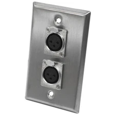 Seismic Audio - Stainless Steel Wall Plate - Dual XLR Female Connectors