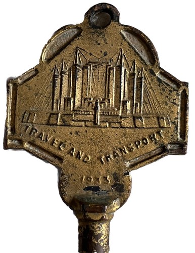 KEY to 1933 CHICAGO Worlds Fair “A Century Progress” Brass w/Gold Tone 8.5”x2.5” - Picture 3 of 16