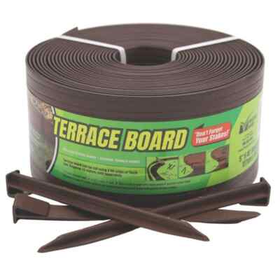 Brown Landscape Lawn Edging With Stakes 5 in. x 40 ft. Garden Edge Terrace Board