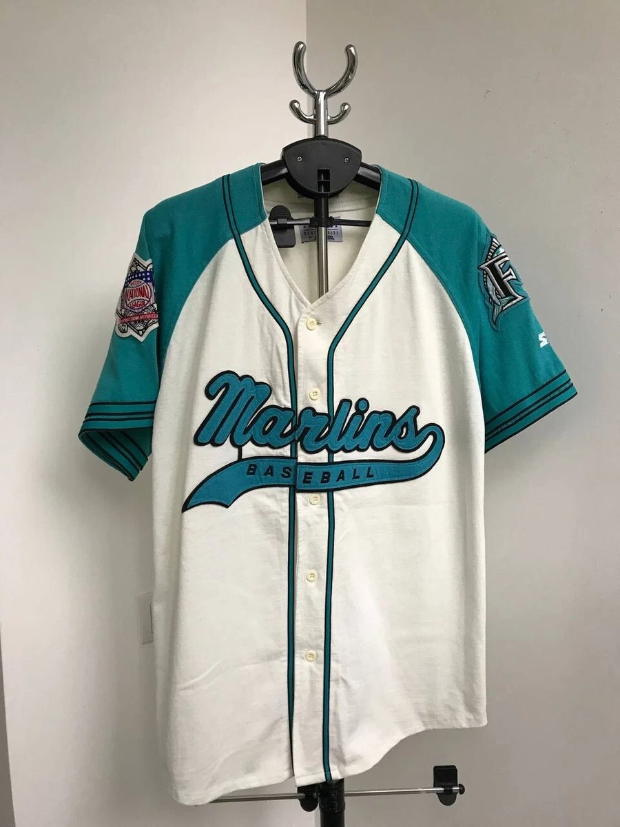 Vintage Marlins 90S Genuine X-Large Button up Baseball Jersey Like NWOT