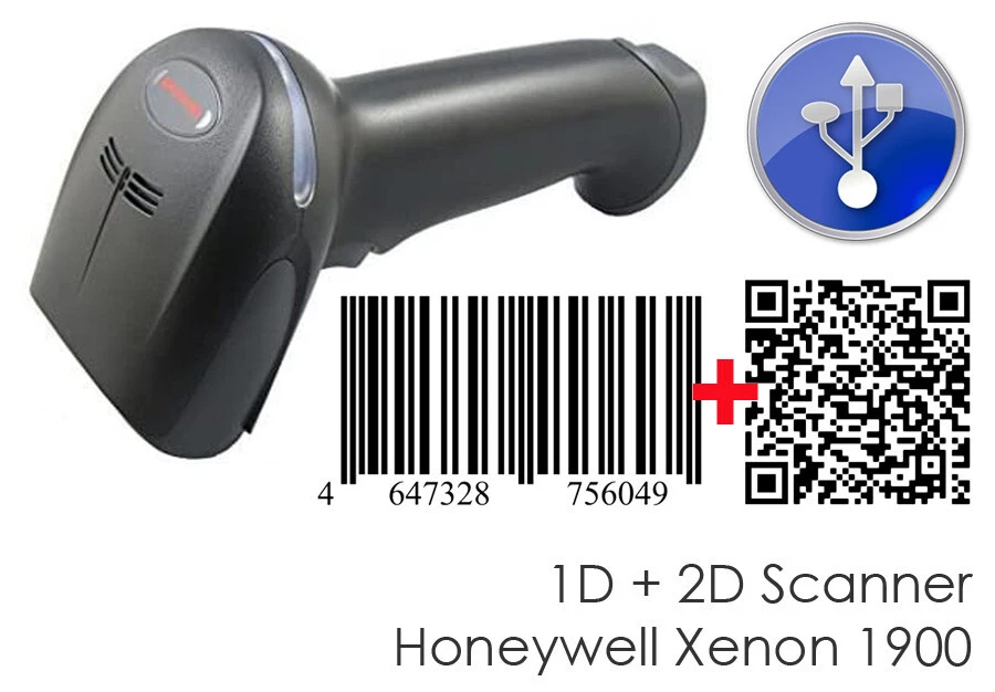 1D 2D USB BARCODE SCANNER HONEYWELL XENON 1900 FÜR WINDOWS 7 10 11 TISCHSTAND S6 - Bild 2 von 4