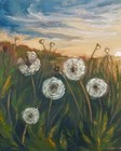 Dandelion Flowers ORIGINAL Oil Painting Modern Sunset Field Fine Art 8