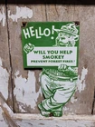 VINTAGE SMOKEY BEAR PORCELAIN SIGN OLD PREVENT FOREST SERVICE FIRE NATIONAL PARK