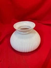 Antique Ribbed White Milk Glass Student Oil Lamp Shade  6 3/4"