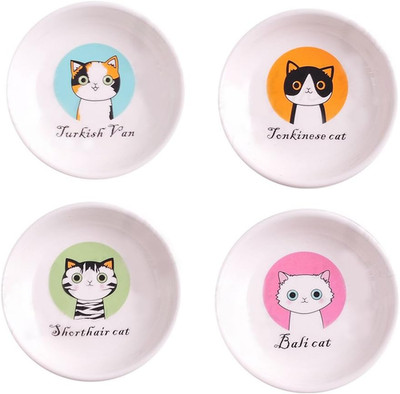 4Pcs Ceramics Cat Dinner Plate Seasoning Dishes Sushi Dipping Bowl Appetizer Pla