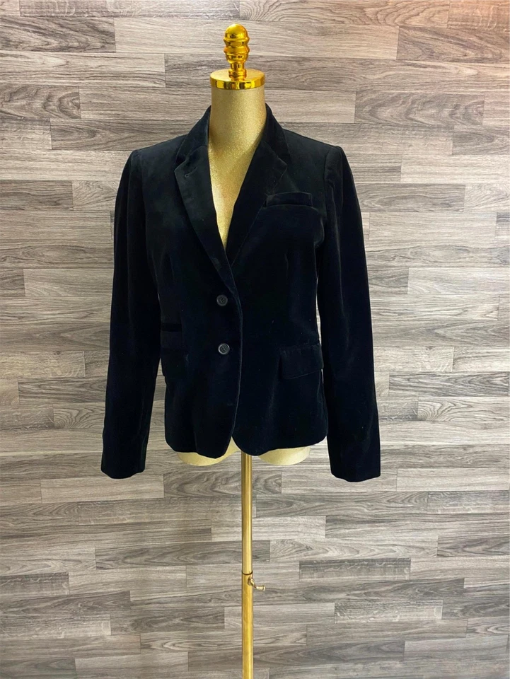 J. Blazer Traje Chaqueta Para Mujer CREW Escolar Botón Frontal Terciopelo Negro Talla 6 Foto 2 de 4
