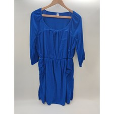 Old Navy Womens Royal Blue Cotton Gauze 3/4 Sleeve Elastic Waist Dress Medium
