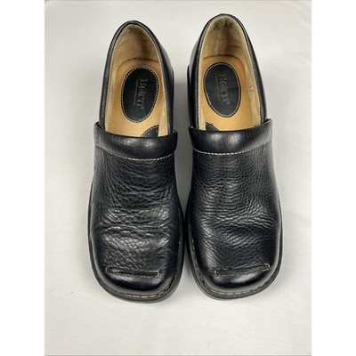 Børn EUC Women's Black Leather Wedge Comfort Slip-on Clogs Size 9 US 41.5 EU