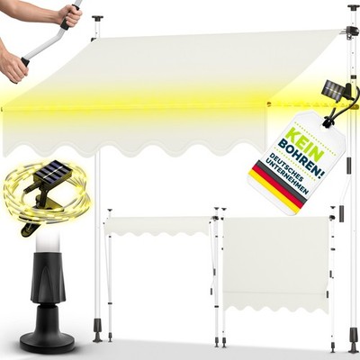 tillvex  Balkonmarkise mit LED Gelenkarm Markise Klemmmarkise Balkon ohne Bohren