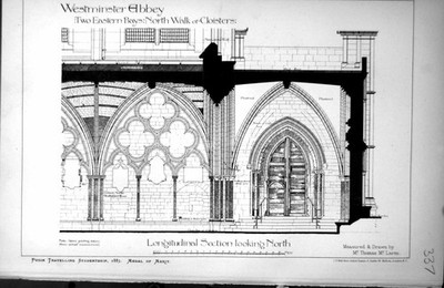 Antiker Druck Westminster Abbey Eastern Bays North Walk Kreuzgang Erhöhung 1885