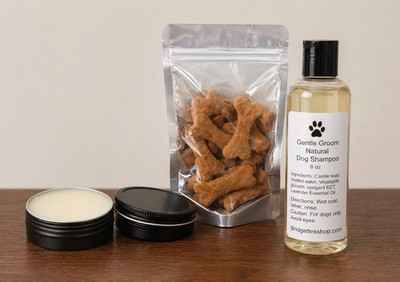 Dog Gift Set Peanut Butter Pumpkin Treats Grooming Shampoo Paw Balm Bundle