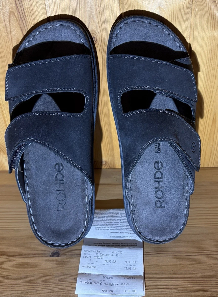 Herren Hausschuhe Von Rohde,Nubukleder, Neu Im Original Karton, Gr. 43, schwarz 