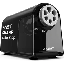 AFMAT PSX2 Electric Pencil Sharpener for Classroom, 6 Holes, Heavy Duty Penci...