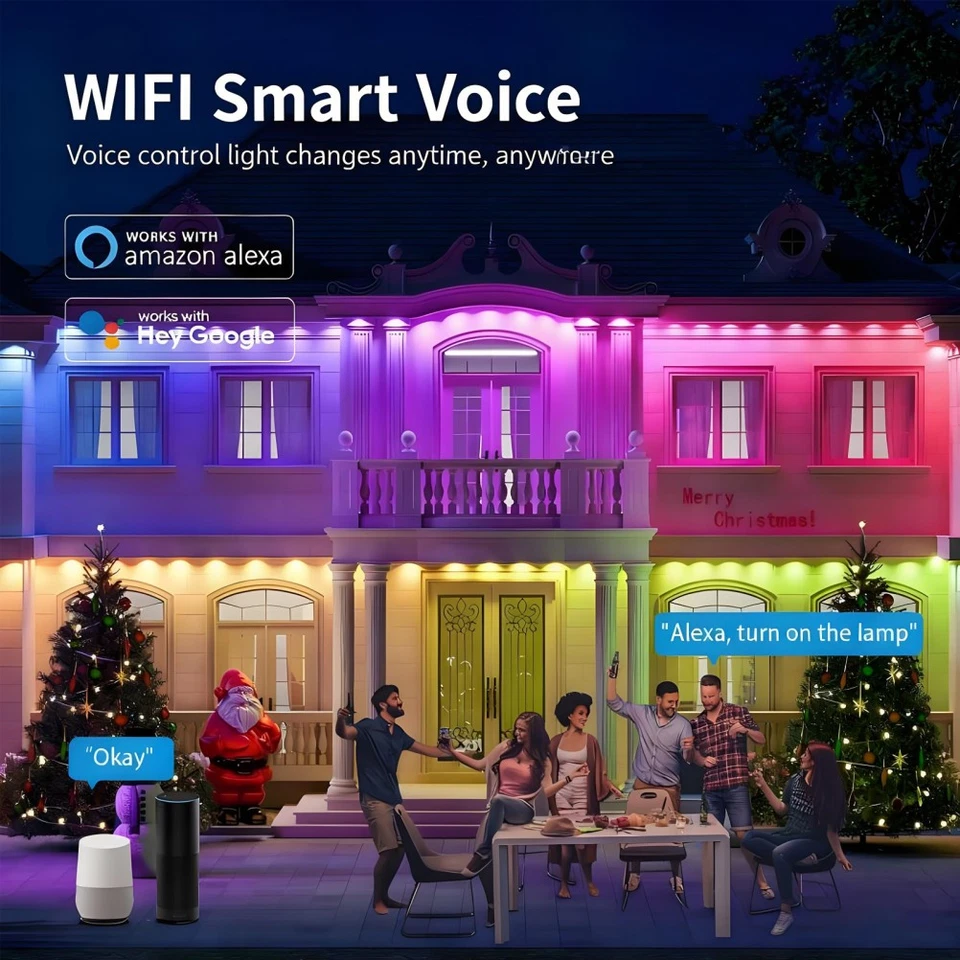 15-60M Smart RGB Eave Lights App Remote IP67 Permanent Outdoor LED String Lights - Image 4 of 4