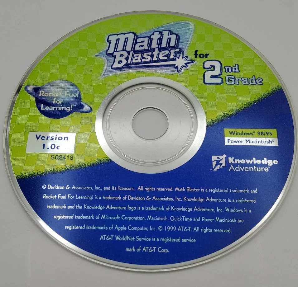 Math Blaster for 2nd Grade PC MAC CD-ROM 1999 Knowledge Adventure Educational - Image 2 of 4