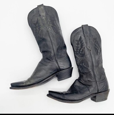 Lucchese 1883 N4501 Women's 7.5 Black Burnished Buffalo Snip Toe
