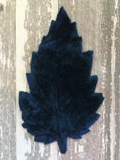 Antique Vintage Millinery Velvet Leaves Textured Blue Color - Set of 5