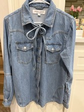 Giacca camicia a scatto Seventy e Mochi Mia denim con cravatta taglia XS blu