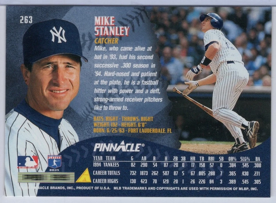 1995 Pinnacle Artist's Proof #263 Mike Stanley - Image 2 of 2